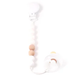 Pacifiers & Clips|Pacifiers & Clips>Bulle Maxi Wood Pacifier Clip - Pearl