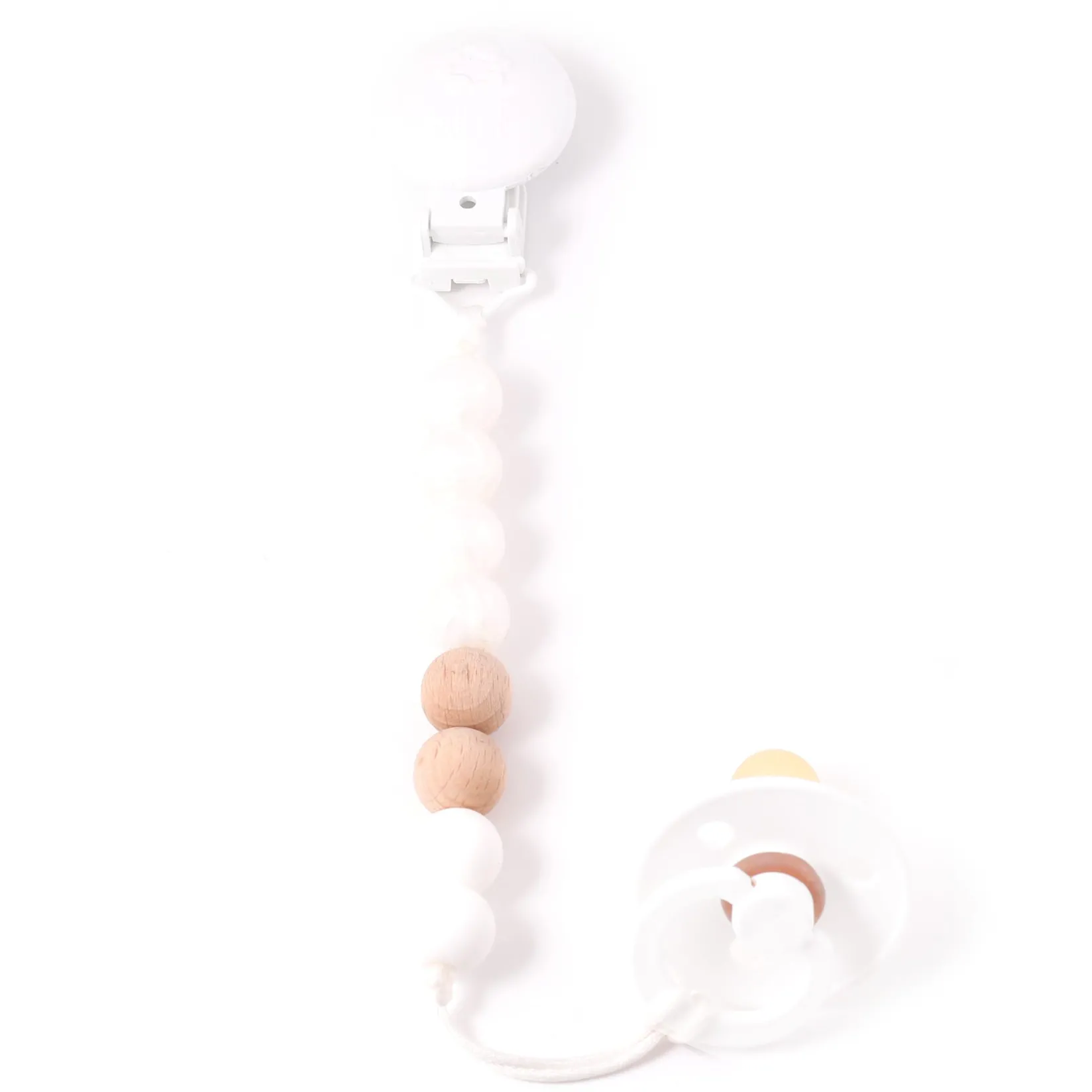 Pacifiers & Clips|Pacifiers & Clips>Bulle Maxi Wood Pacifier Clip - Pearl