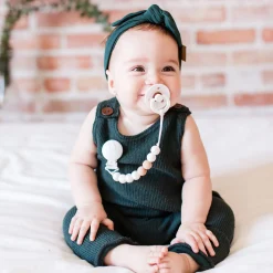 Pacifiers & Clips|Pacifiers & Clips>Bulle Maxi Wood Pacifier Clip - Pearl