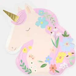 Party Supplies>Meri Meri Meadow Unicorns Shaped Plates (8)