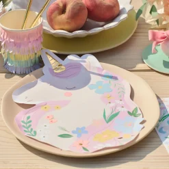 Party Supplies>Meri Meri Meadow Unicorns Shaped Plates (8)