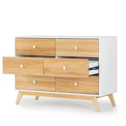 Online Merry 6-Drawer Dresser - White/Natural Storage Furniture