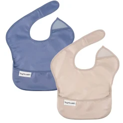 Discount Mess-proof Easy Bib 2-pack - Blue / Taupe Bibs|Breastfeeding