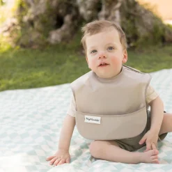 Discount Mess-proof Easy Bib 2-pack - Blue / Taupe Bibs|Breastfeeding