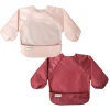 Bibs|Breastfeeding>Tiny Twinkle Mess-proof Full Sleeve Bib 2 Pack - Rose/ Burgundy