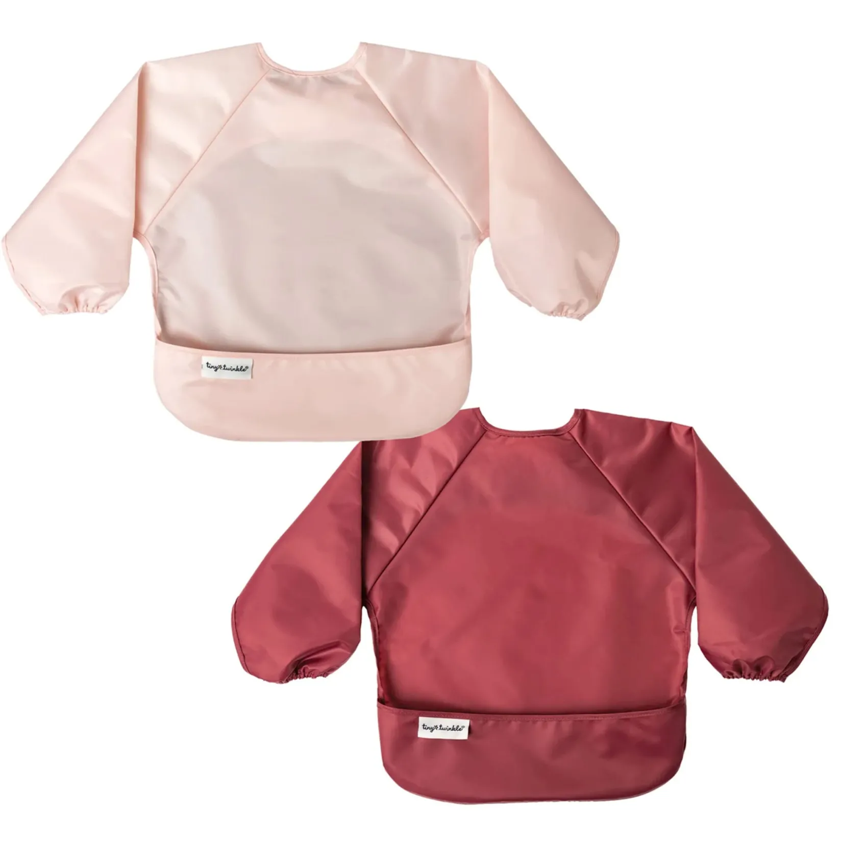 Bibs|Breastfeeding>Tiny Twinkle Mess-proof Full Sleeve Bib 2 Pack - Rose/ Burgundy