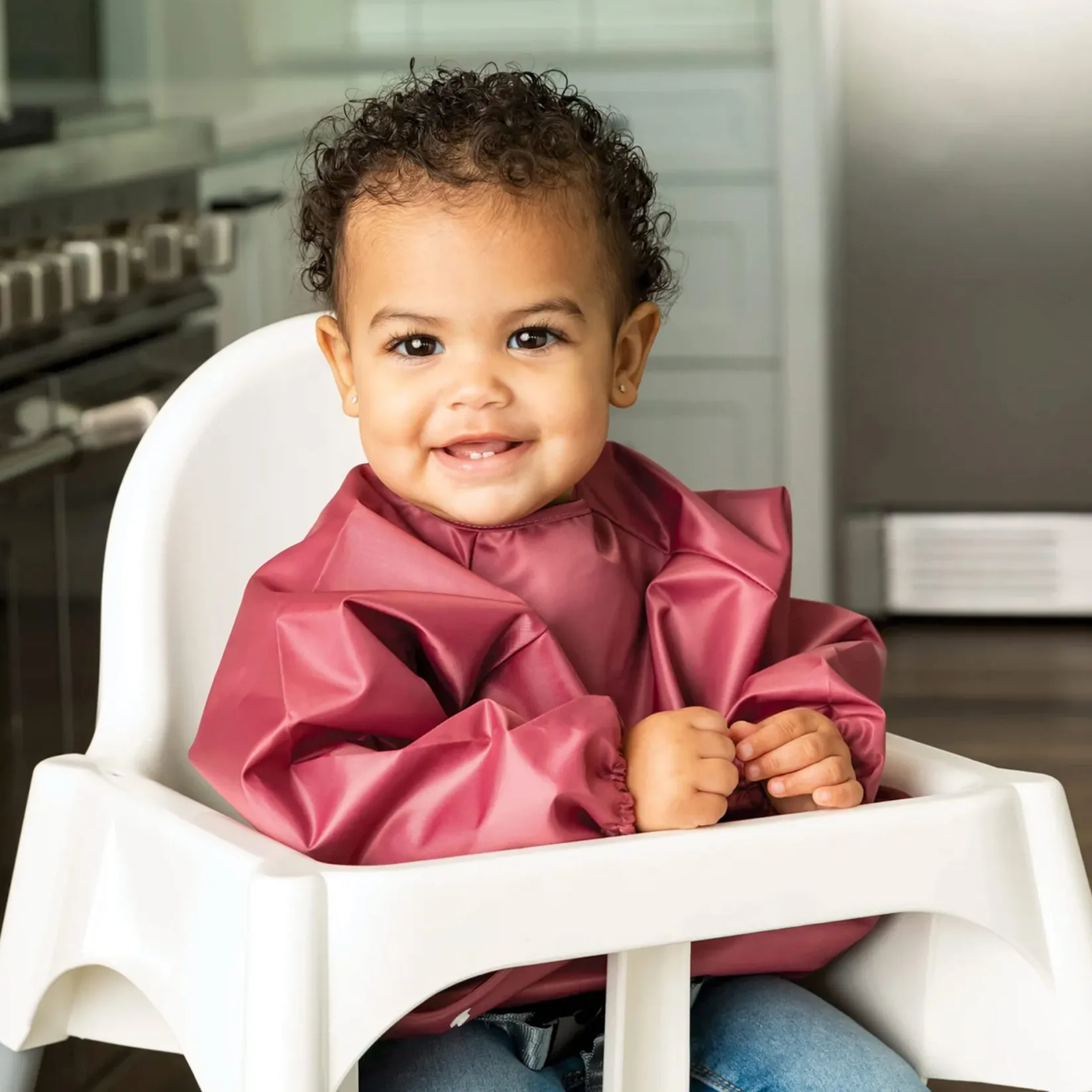 Bibs|Breastfeeding>Tiny Twinkle Mess-proof Full Sleeve Bib 2 Pack - Rose/ Burgundy