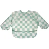 Clearance Mess-proof Full Sleeved Bib - Sage Checkers 6-24m Kids Bibs|Breastfeeding