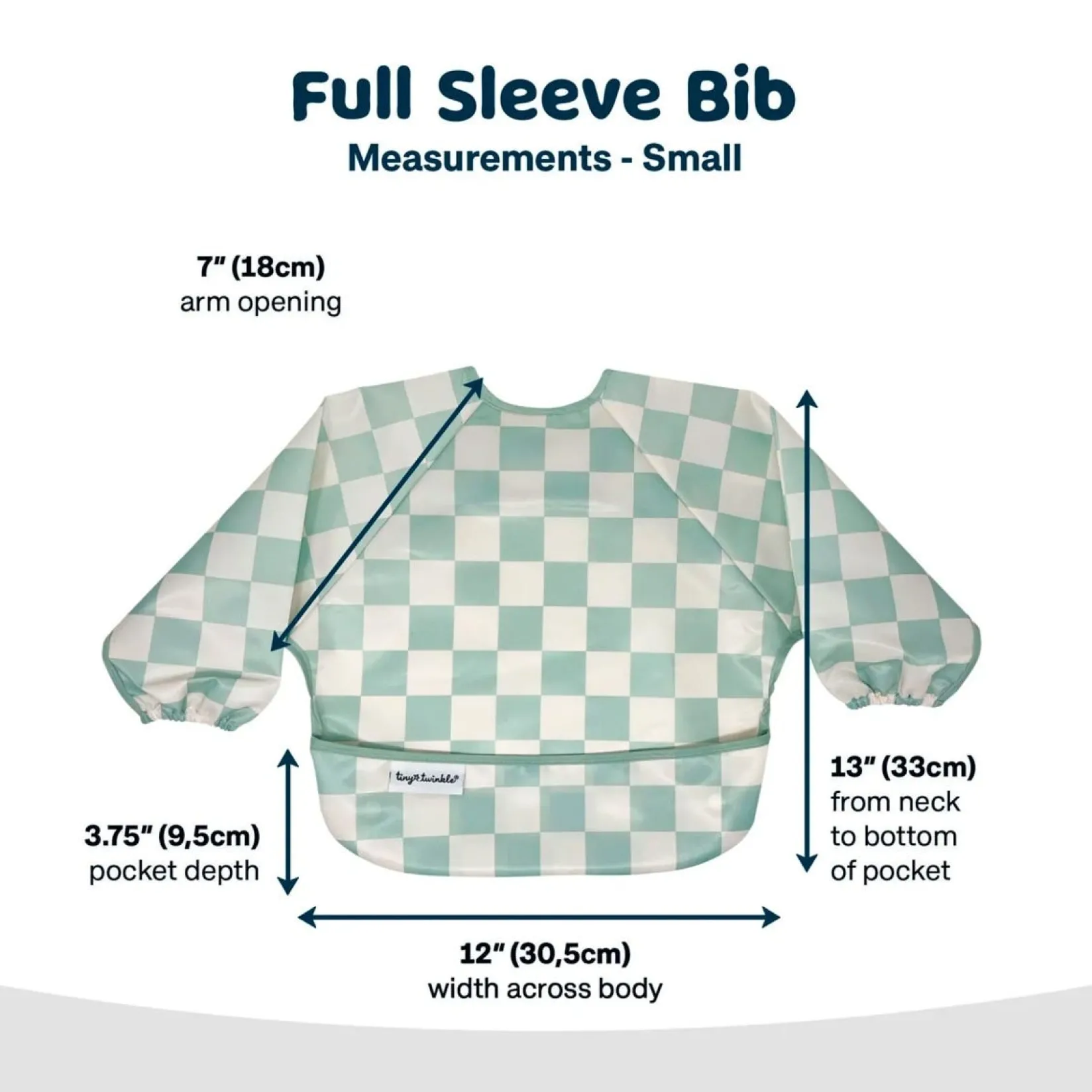 Clearance Mess-proof Full Sleeved Bib - Sage Checkers 6-24m Kids Bibs|Breastfeeding