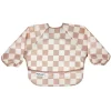Outlet Mess-proof Full Sleeved Bib - Brown Checkers 6-24m Kids Bibs|Breastfeeding