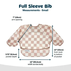 Outlet Mess-proof Full Sleeved Bib - Brown Checkers 6-24m Kids Bibs|Breastfeeding