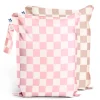 Sale Mess-proof Wet Bags 2-Pack - Pink / Brown Checkers Diaper Bags|Diaper Bags