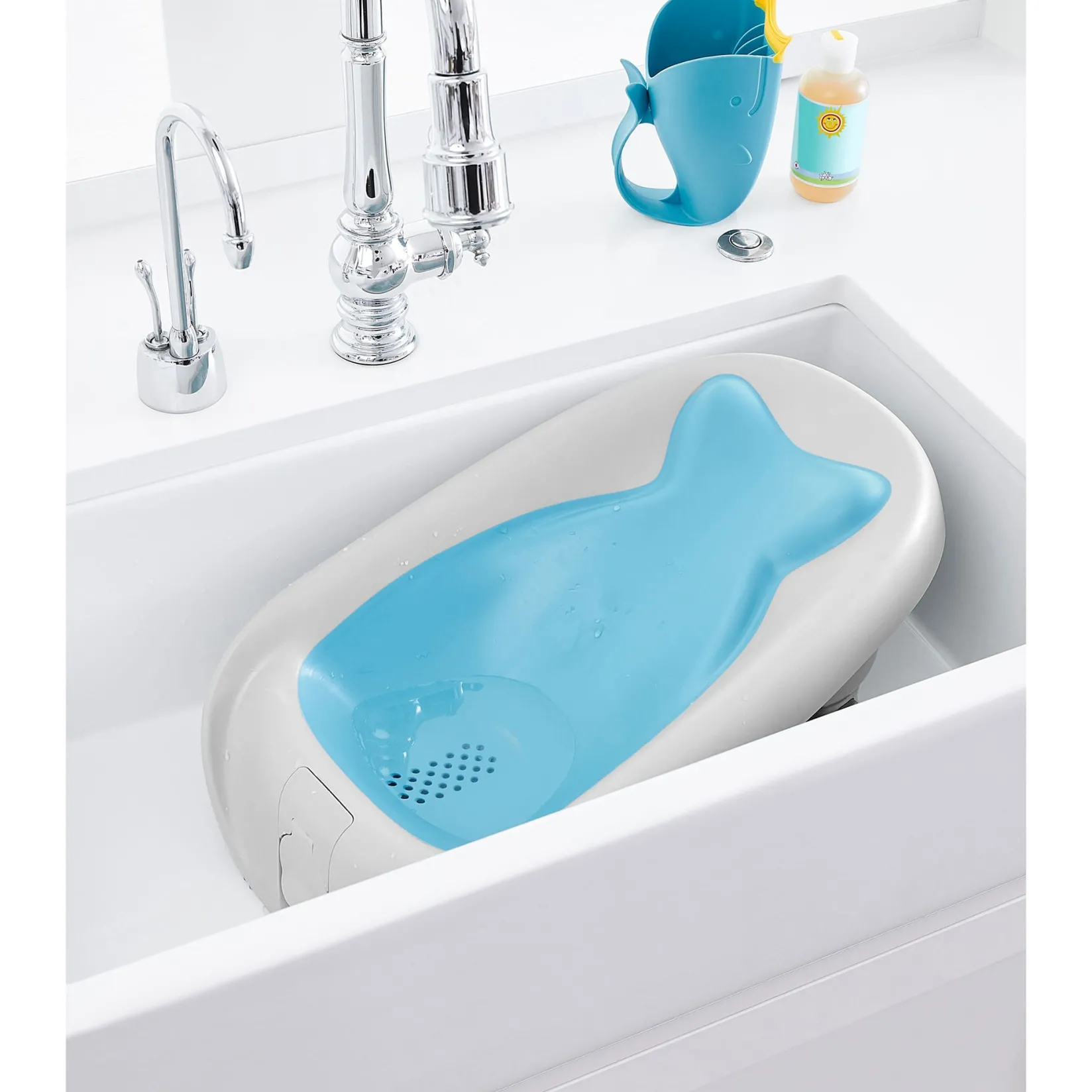 Baby Baths & Seats|Bath Accessories>Skip Hop Moby Recline & Rinse Bather - Grey / Blue