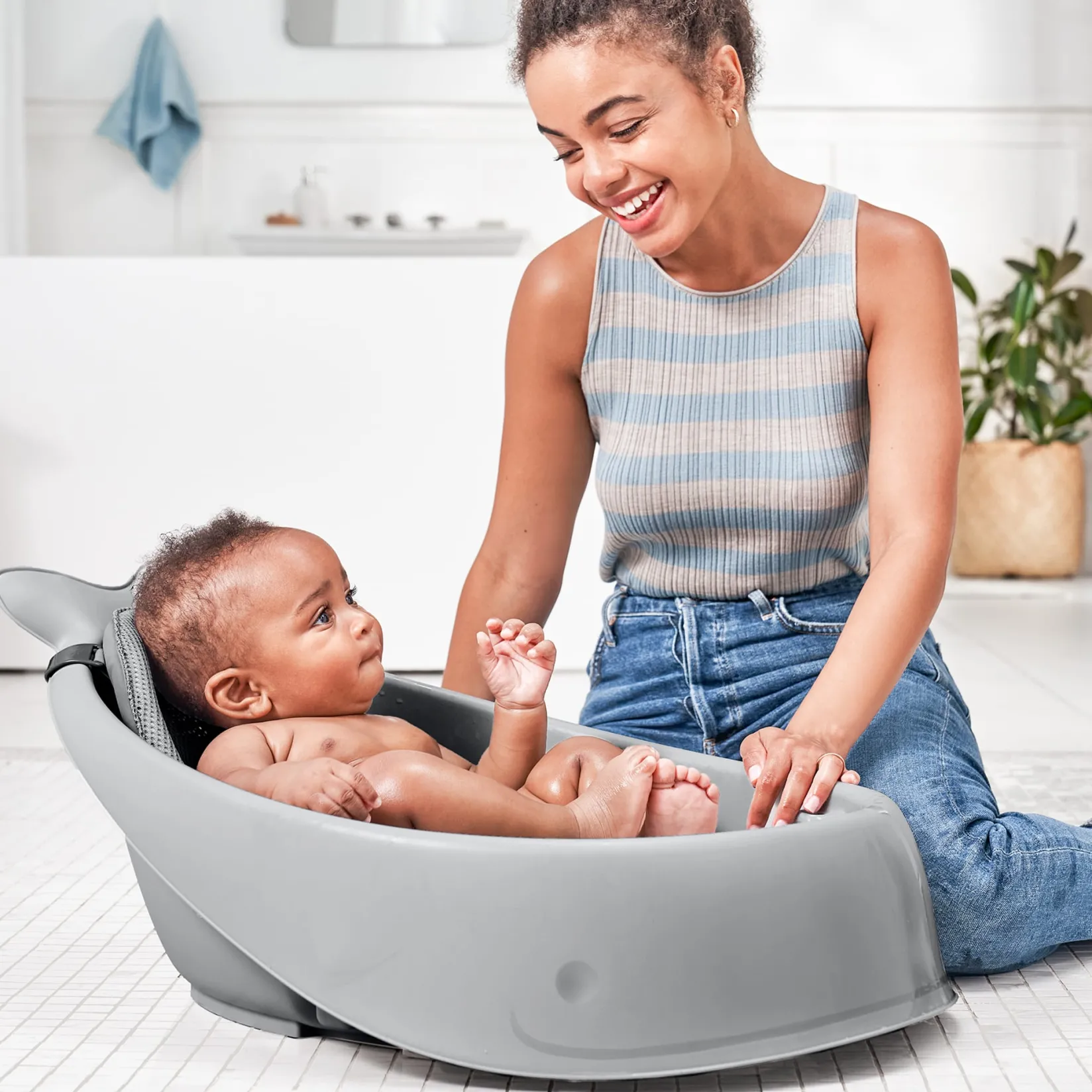 Moby Smart Sling 3-Stage Tub - Gray Baby Baths & Seats|Bath Accessories