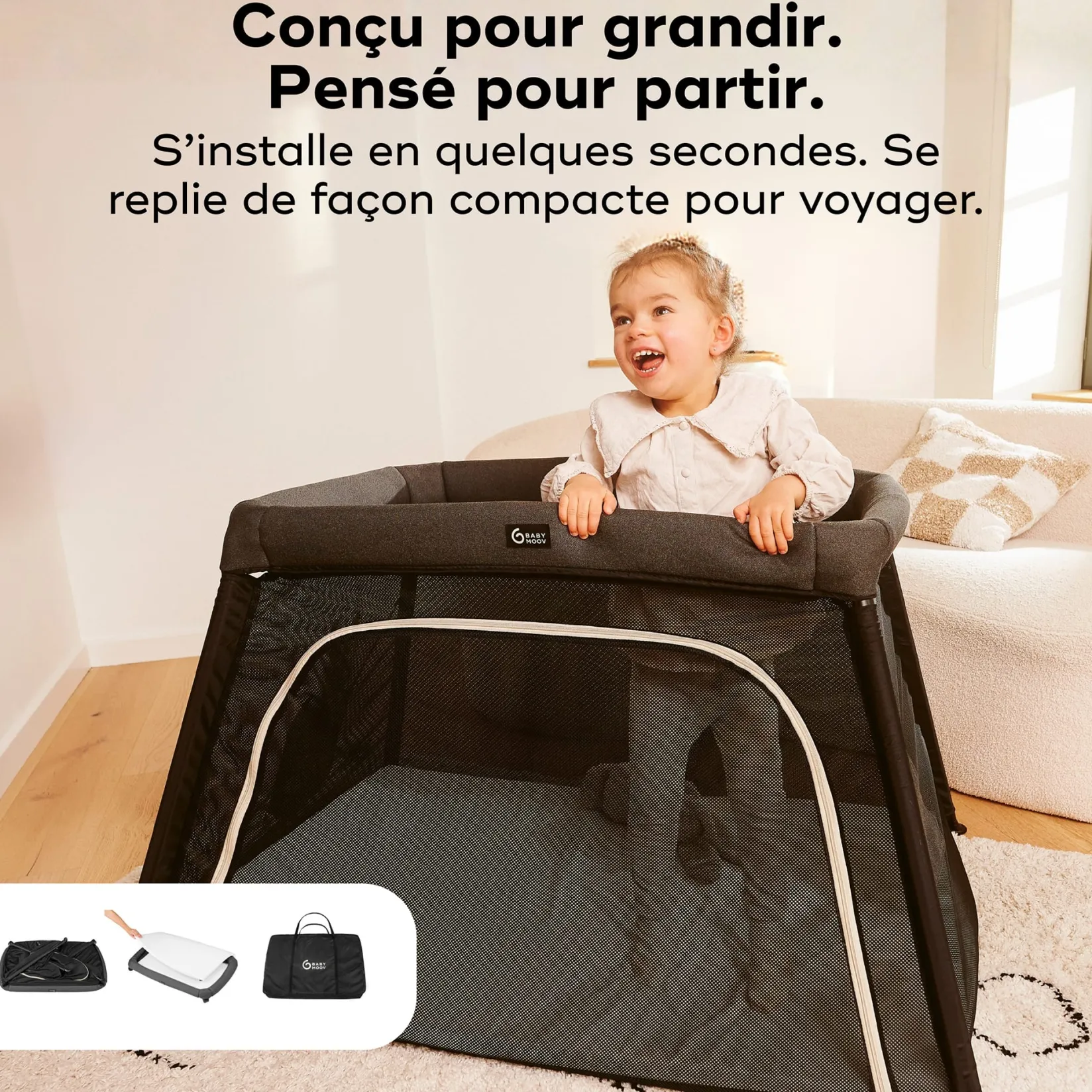 Outlet Moov & Comfy - Charcoal Grey Playards & Bassinets|Playards & Bassinets