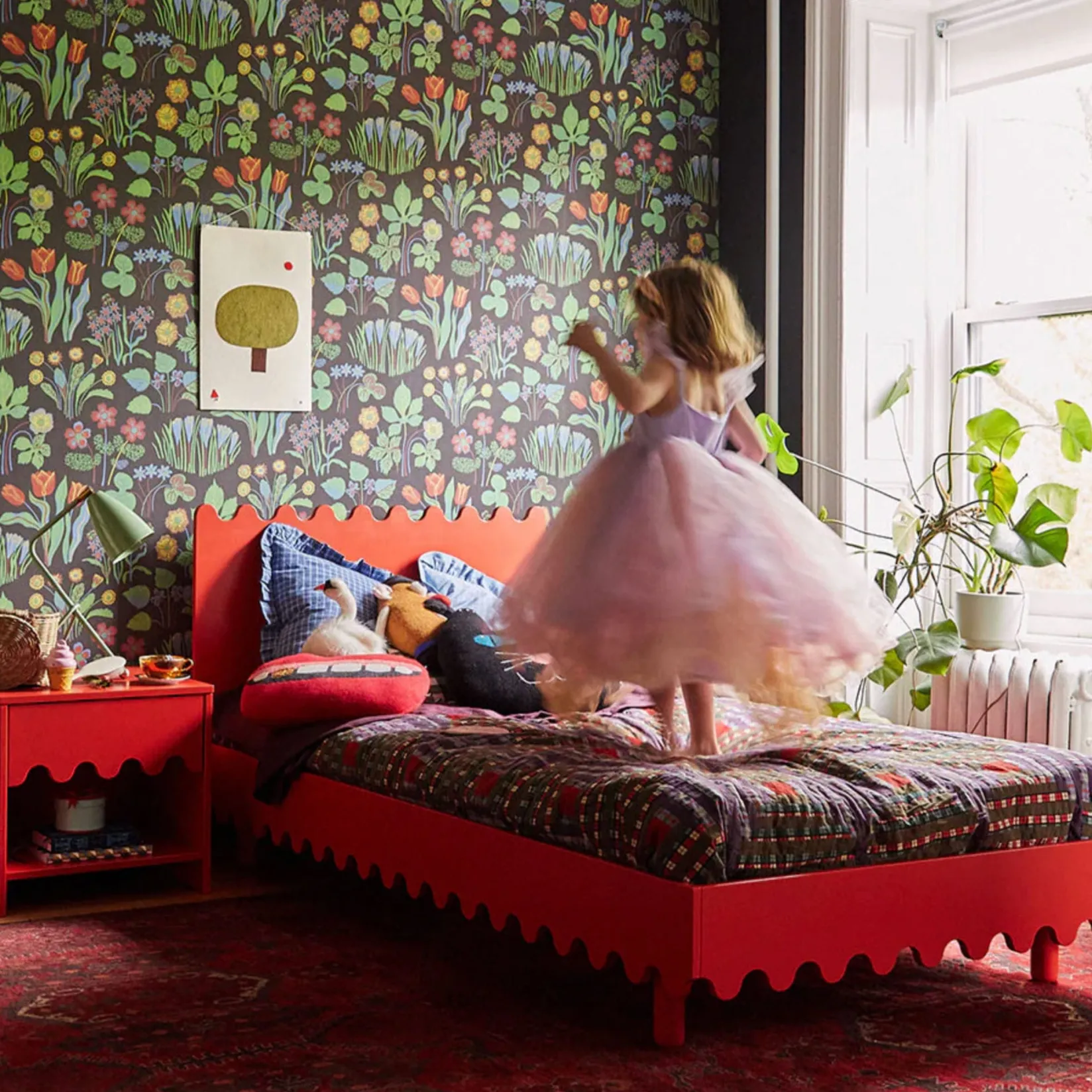 Twin, Full & Queen Beds>Oeuf Moss Twin Bed - Red