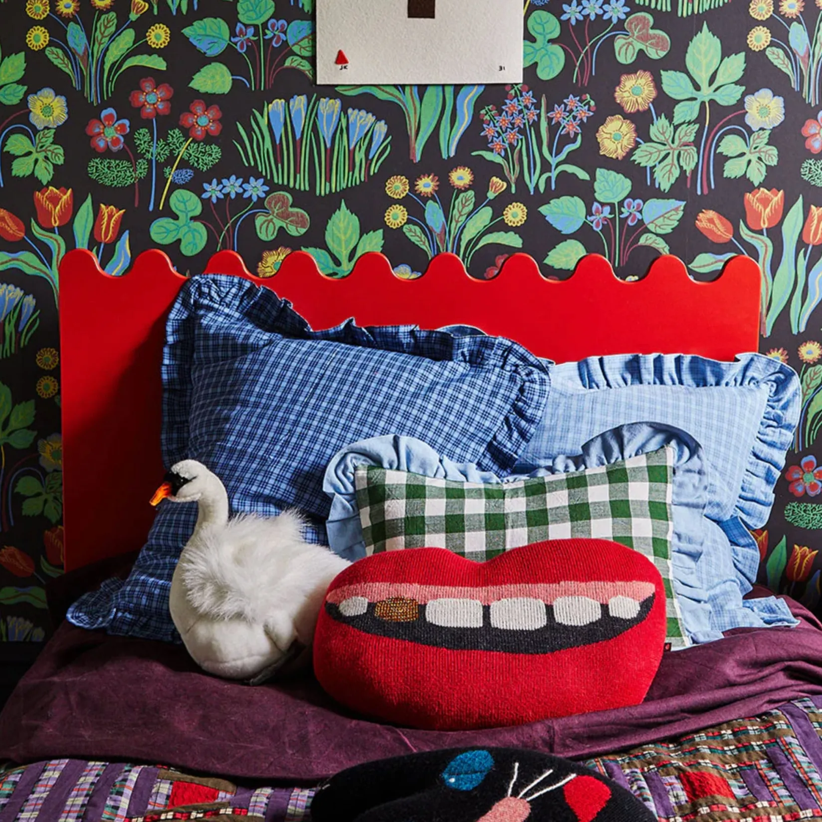 Twin, Full & Queen Beds>Oeuf Moss Twin Bed - Red