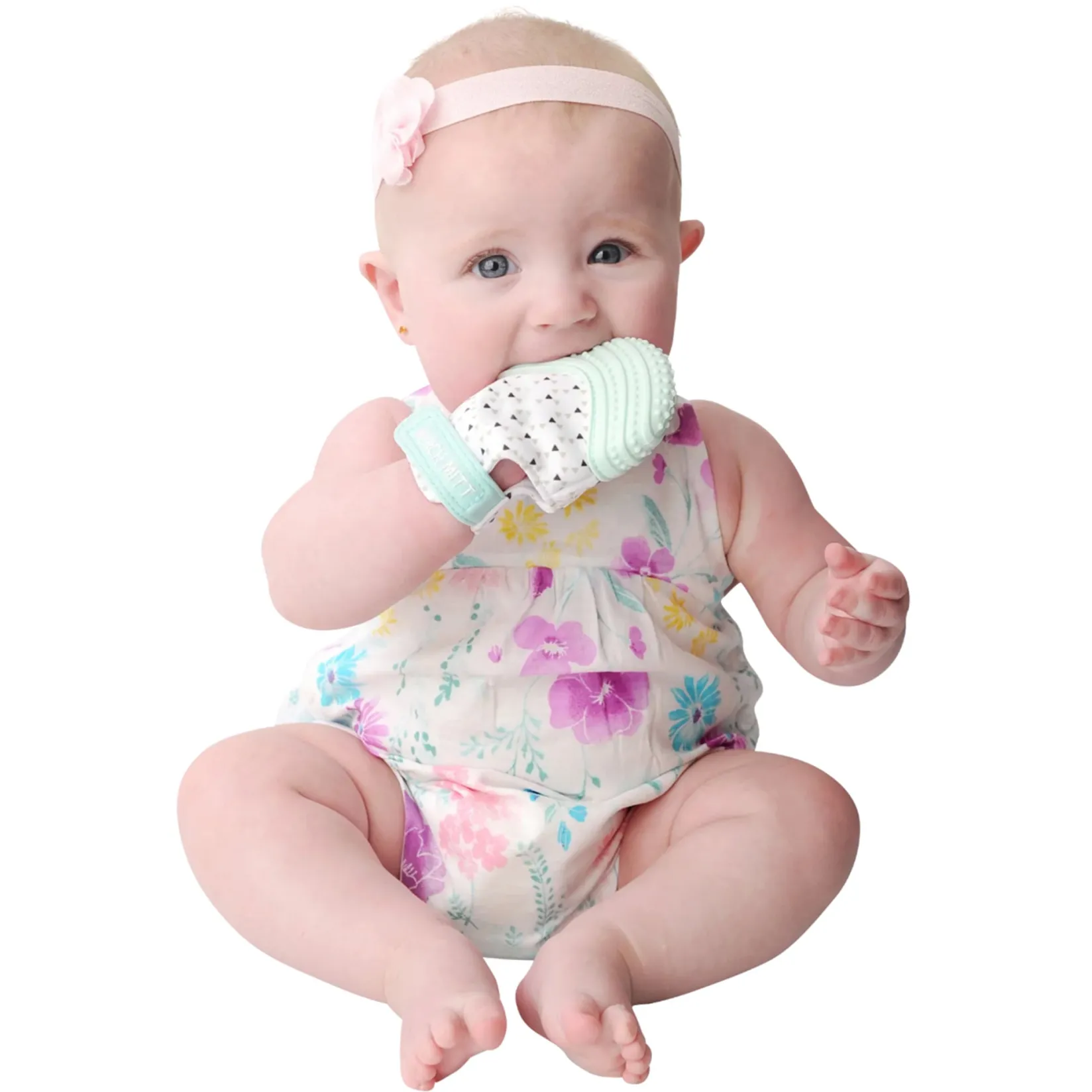 Teething Toys>Munch Mitt - Mint Triangles