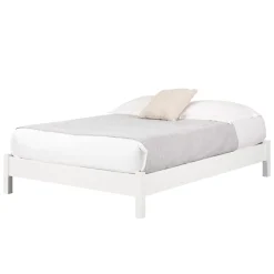 Munich Double Platform Bed on Legs - Pure White Twin, Full & Queen Beds