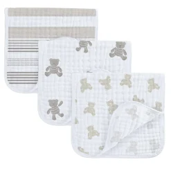 Breastfeeding|Nursing Covers>Piccolo Bambino Muslin Burp Cloth 3-pack - Bear