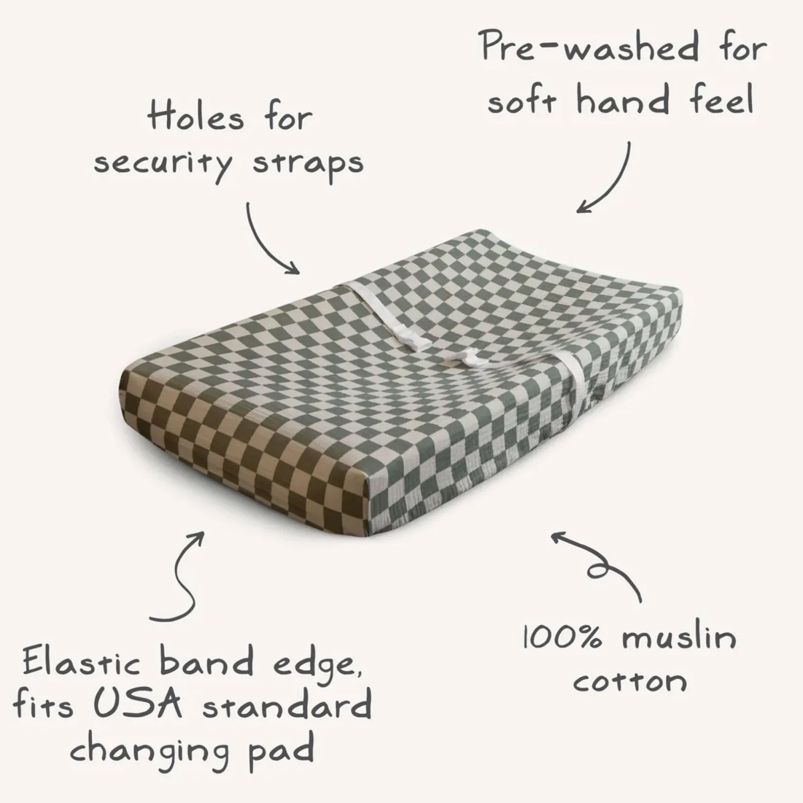 Changing Tables|Changing Pad Covers>Mushie Muslin Changing Pad Cover - Fog