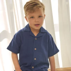 Tops>En Fant Muslin Shirt 3-10 Navy