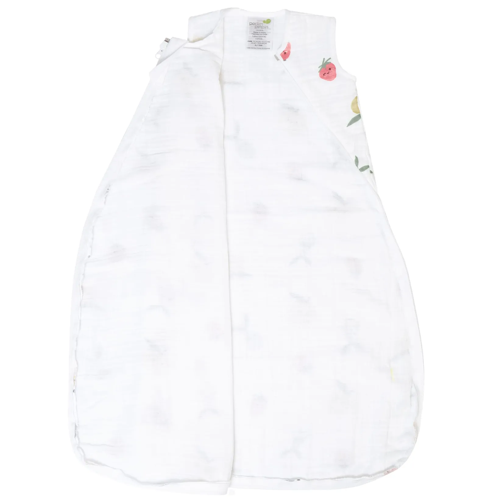 Sleep Bags|Pyjamas>Perlimpinpin Muslin Sleep Bag 0-36 months - Fruits White