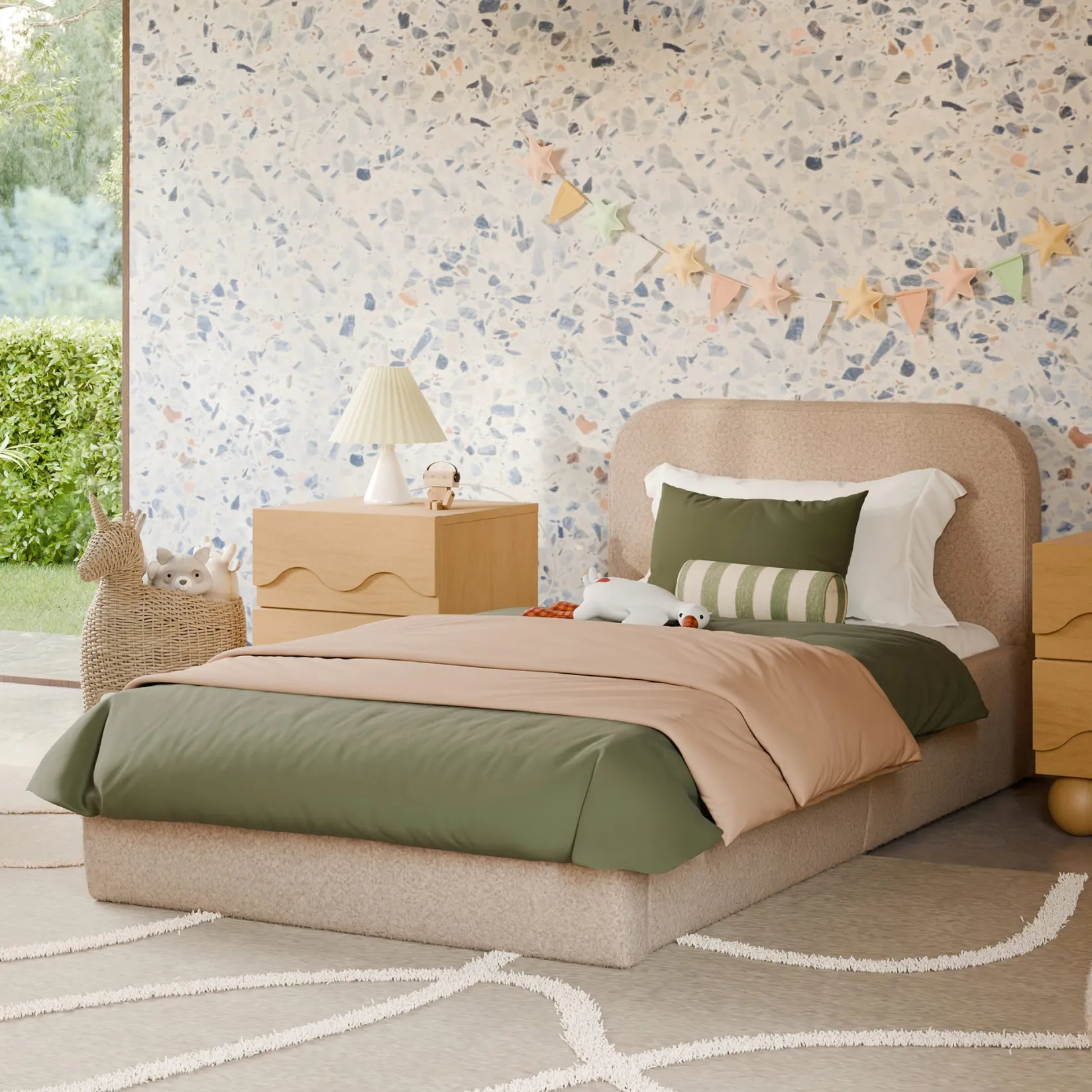 Twin, Full & Queen Beds>Babyletto Nara Twin Bed |- Chai Shearling