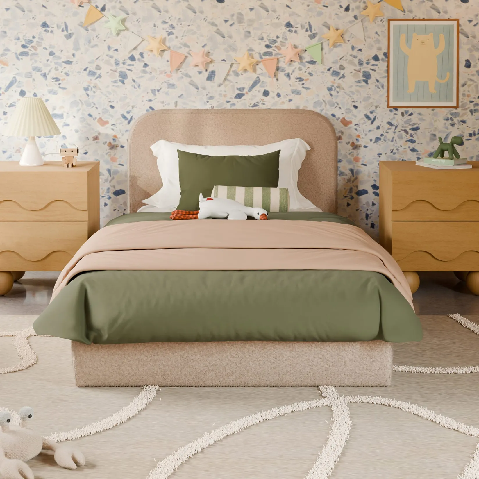 Twin, Full & Queen Beds>Babyletto Nara Twin Bed |- Chai Shearling
