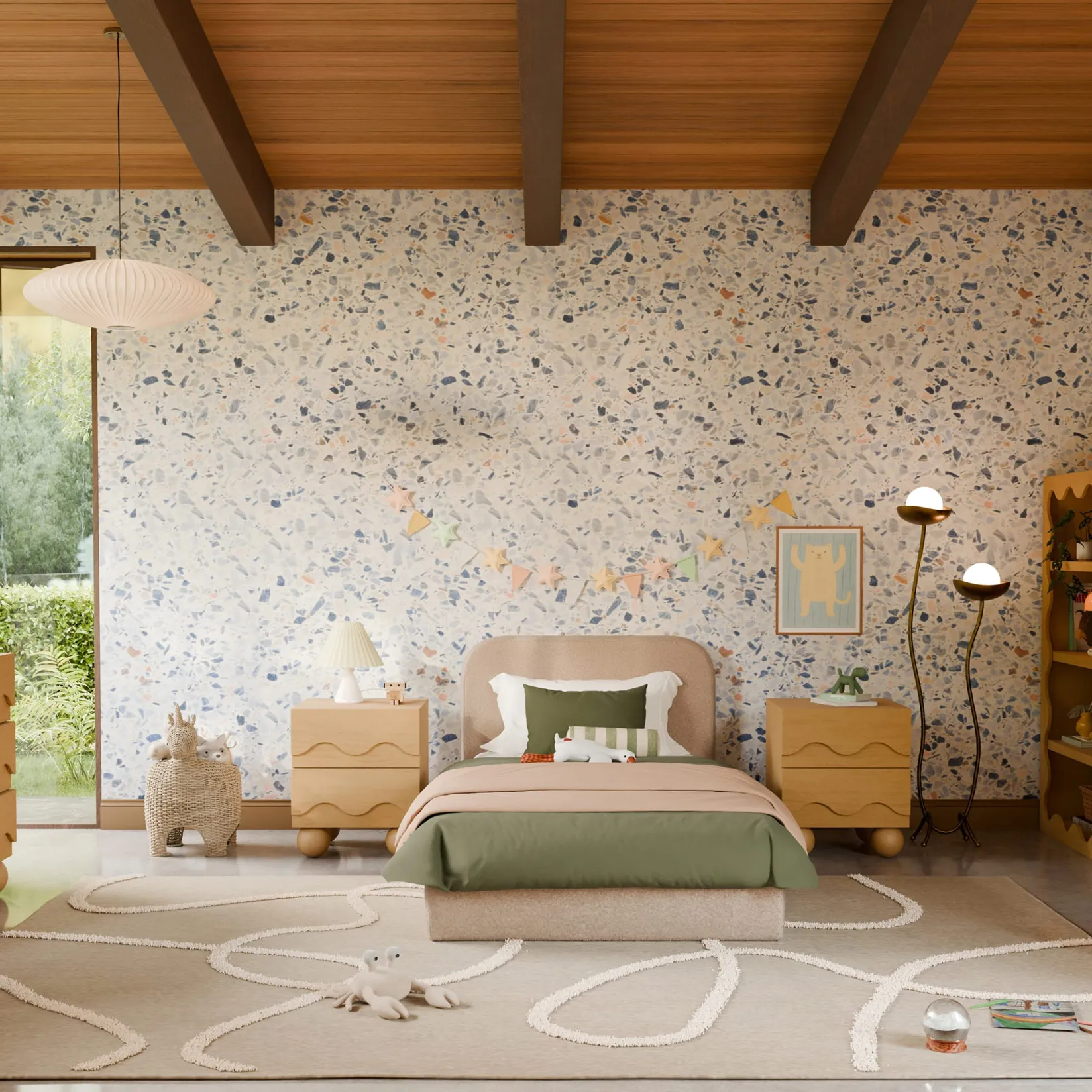 Twin, Full & Queen Beds>Babyletto Nara Twin Bed |- Chai Shearling