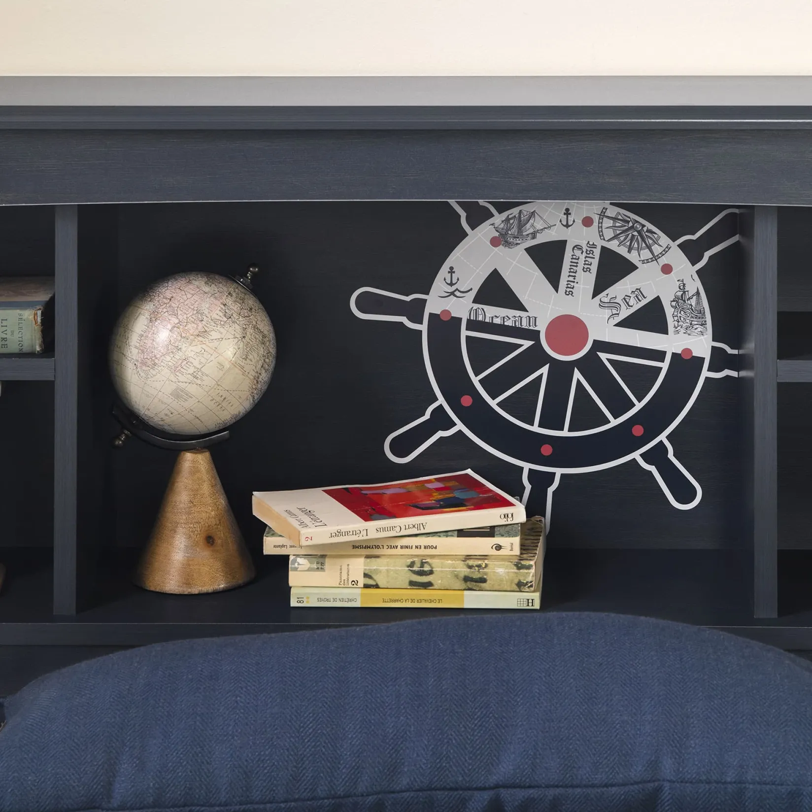 Outlet Navali Twin Bookcase Headboard - Blueberry Twin, Full & Queen Beds