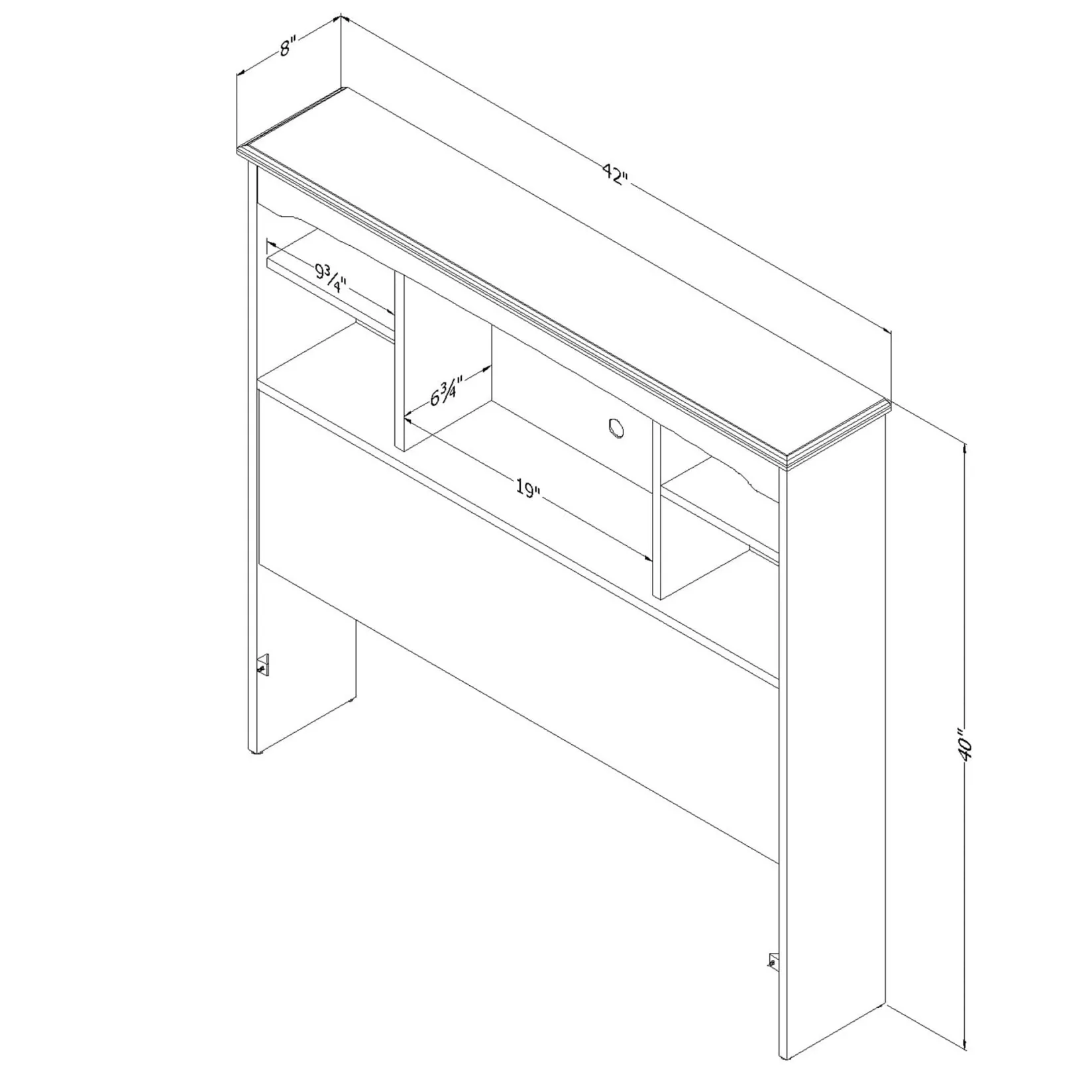 Outlet Navali Twin Bookcase Headboard - Blueberry Twin, Full & Queen Beds