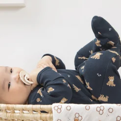Pajamas|Pajamas>Petit Lem Honey Bear Sleeper 0-12m Navy