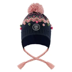 Beanies>Deux par Deux Jacquard Knit Hat 2-14 Navy