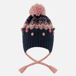 Beanies>Deux par Deux Jacquard Knit Hat 2-14 Navy
