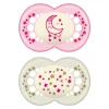 Pacifiers & Clips|Pacifiers & Clips>Mam Baby Night Orthodontic Pacifier 6m+ (2) - Pink Glow in the Dark