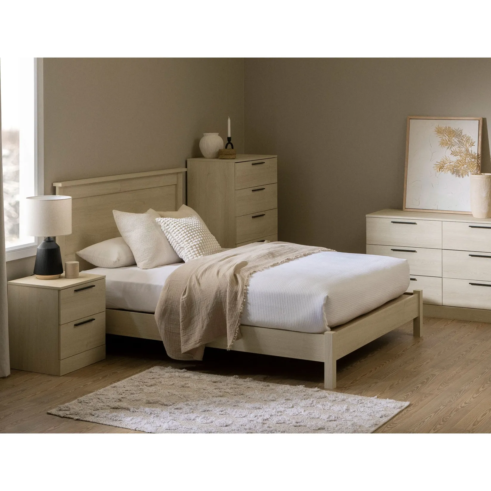 Discount Nightstand - Step One Essential Bleached Oak Nightstands