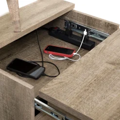 Nightstand Charging Station - Versa Weathered Oak Nightstands