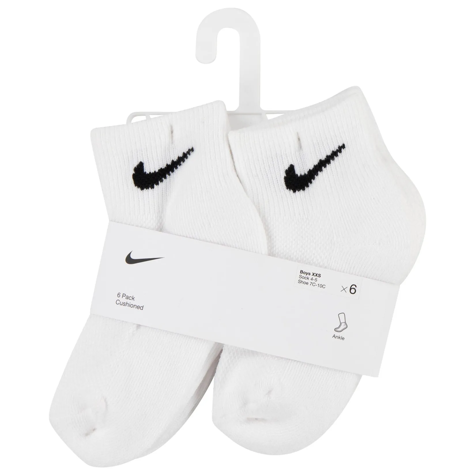 Socks|Underwear & Socks>Nike Ankle Socks 6pck 7e-10e White