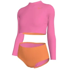 Swimsuits>Nike Color Block Swimsuit 8-16y Pink