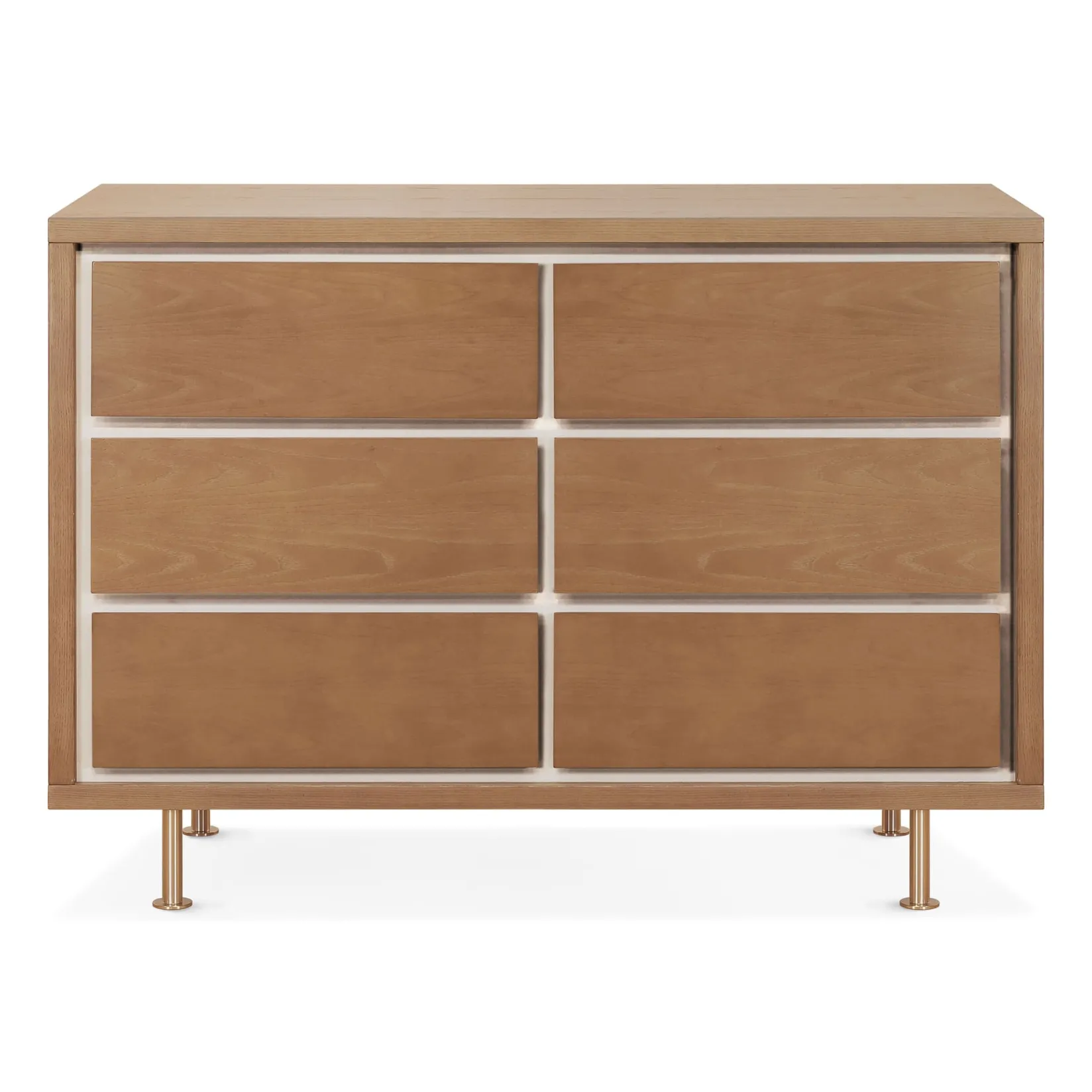 Best Novella 6-Drawer Dresser - Stained Ash / Ivory Finish Storage Furniture