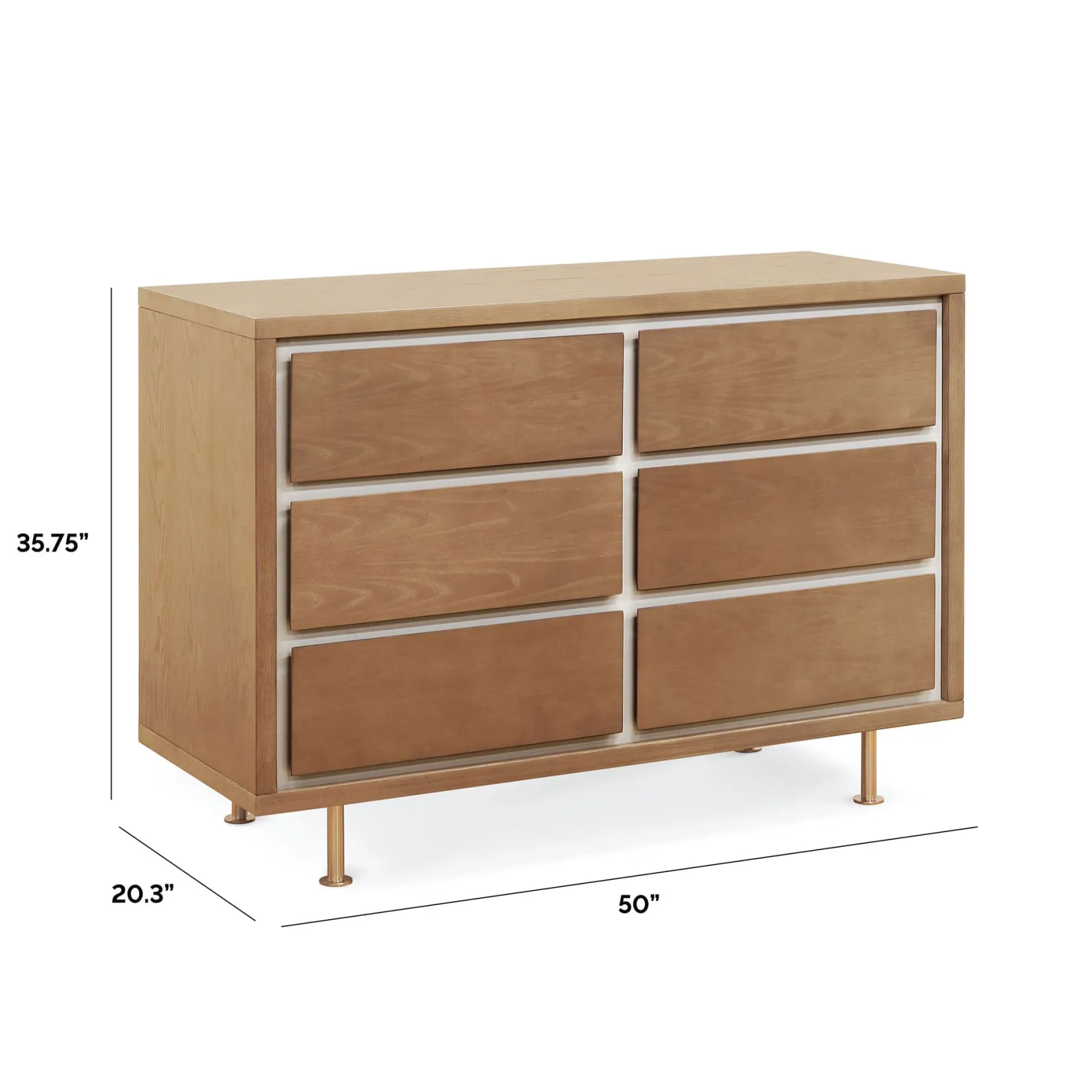 Best Novella 6-Drawer Dresser - Stained Ash / Ivory Finish Storage Furniture
