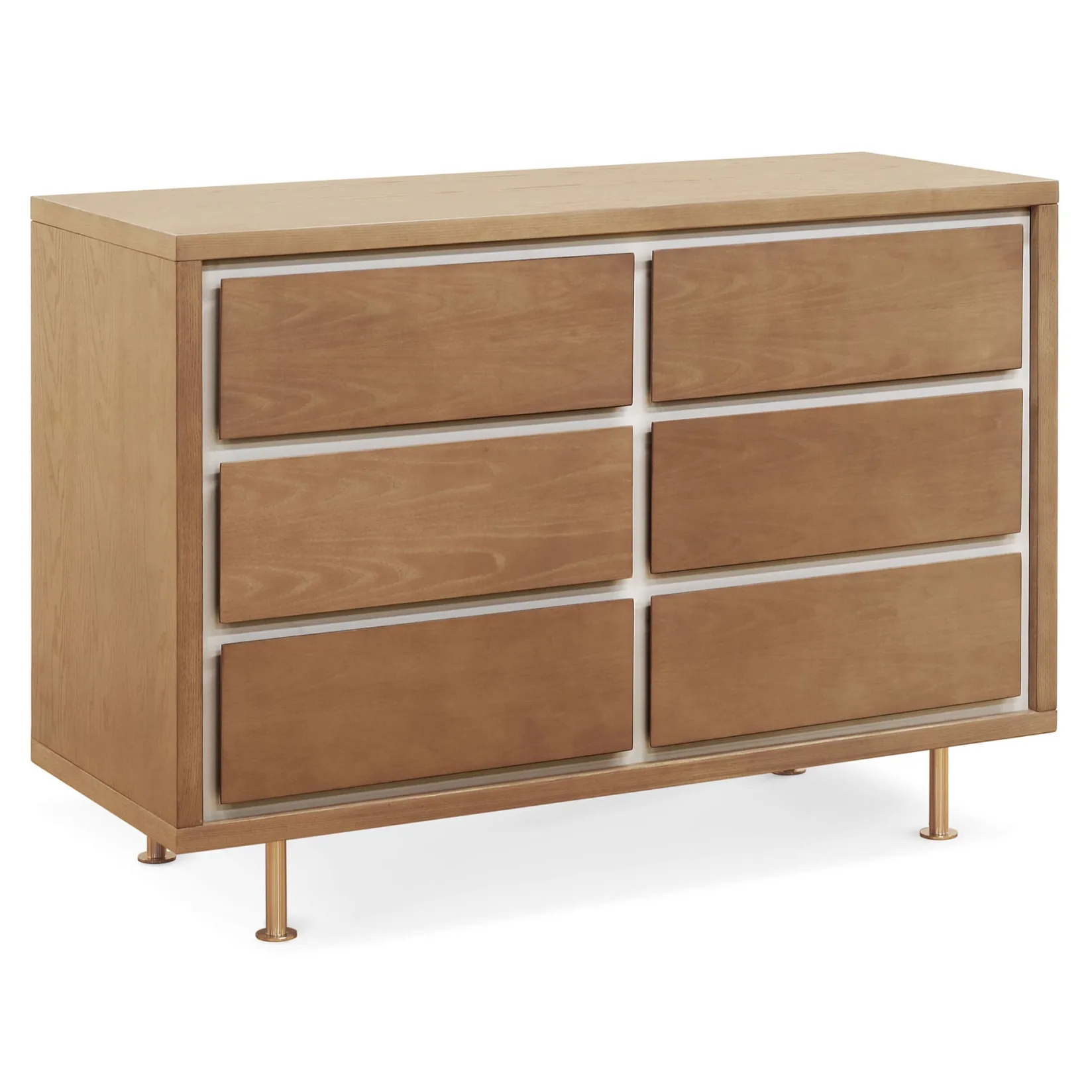 Best Novella 6-Drawer Dresser - Stained Ash / Ivory Finish Storage Furniture