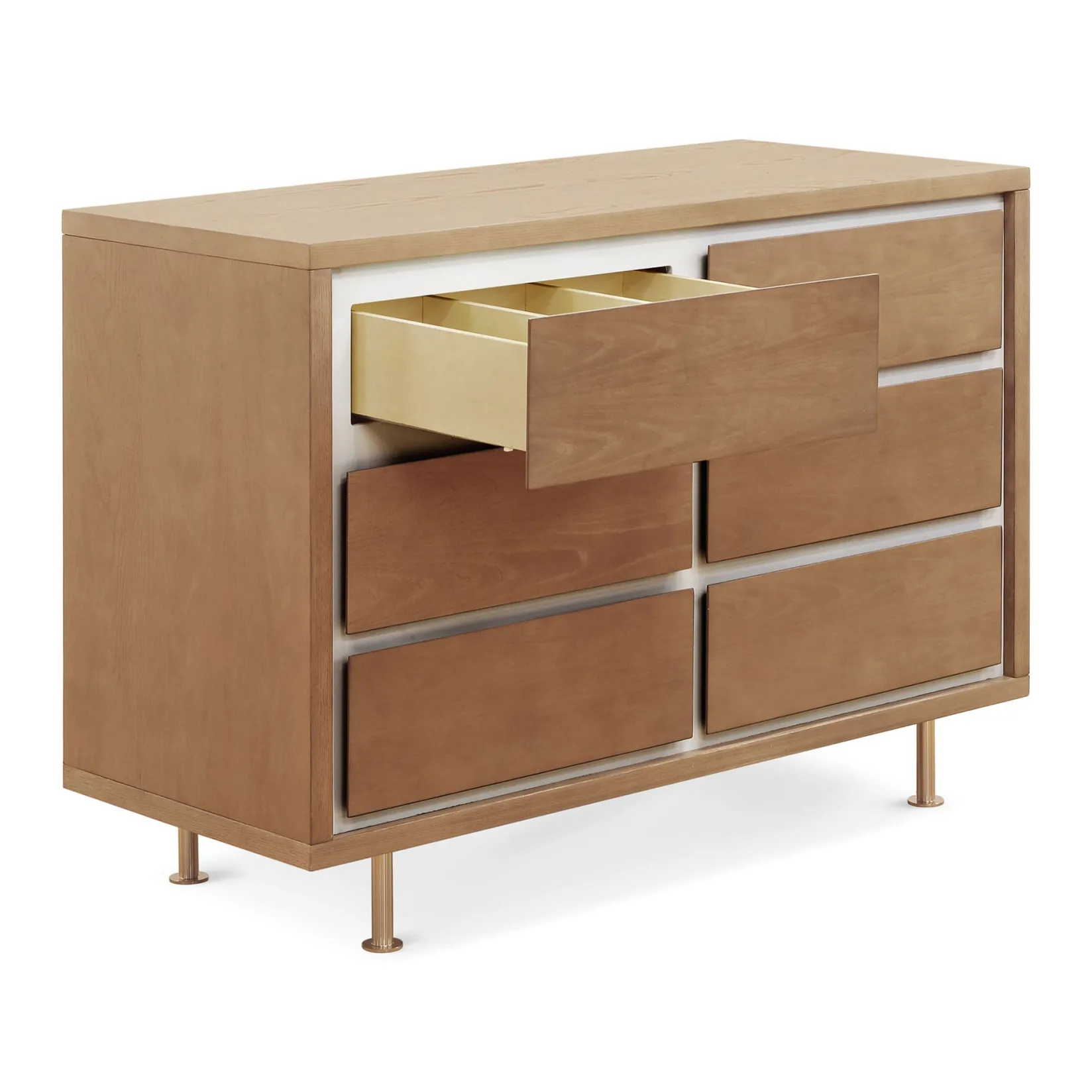 Best Novella 6-Drawer Dresser - Stained Ash / Ivory Finish Storage Furniture