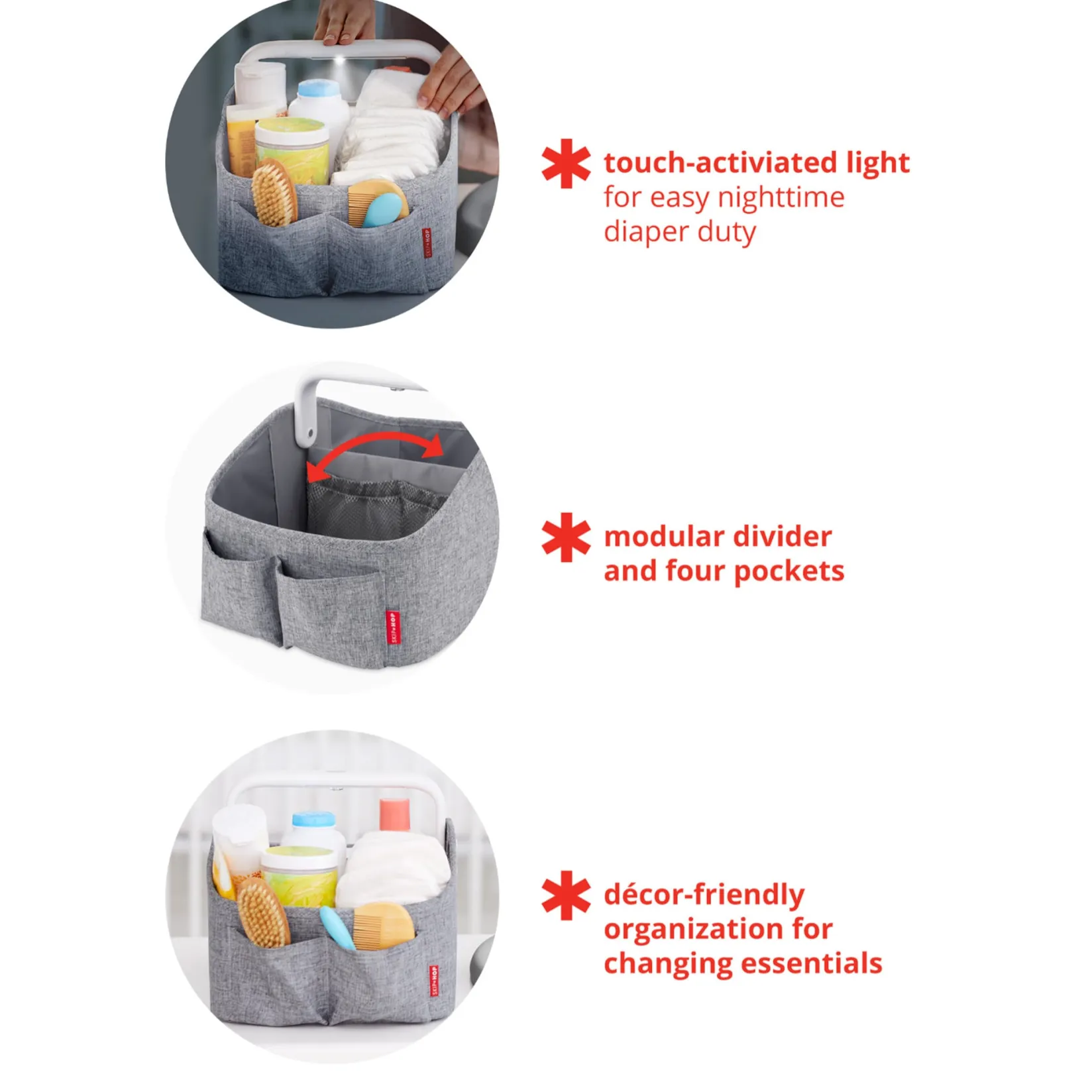 Storage>Skip Hop Nursery Style Light-Up Diaper Caddy - Oat