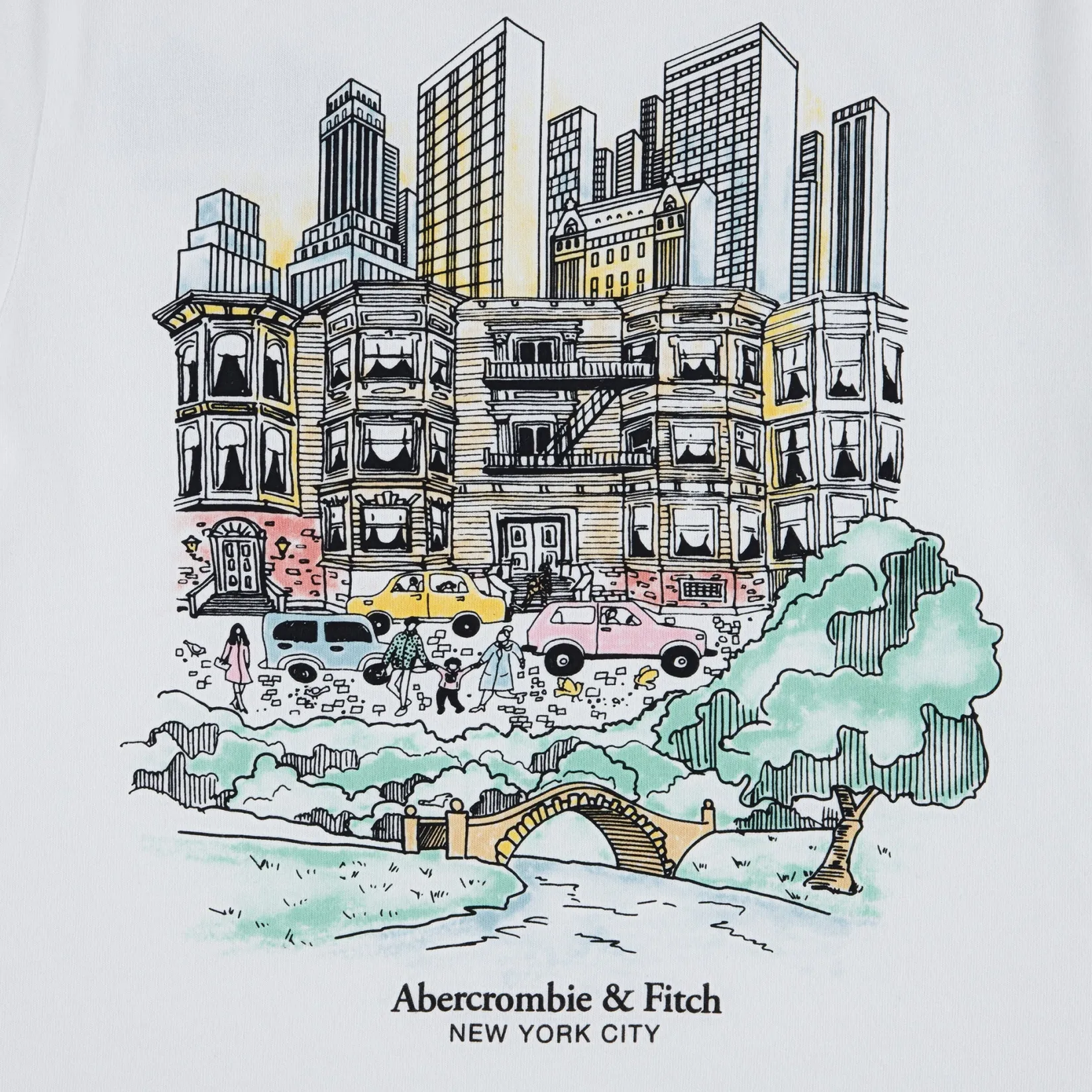 Tops>Abercrombie Kids Nyc Sketch T-shirt 5-18y White