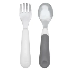 Online On-the-Go Fork & Spoon Set - Grey Kids Tableware|Plates & Placemats