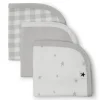 Organic Cotton 3-Pack Washcloth - Grey Stars Kids Towels & Wipes|Towels & Wipes