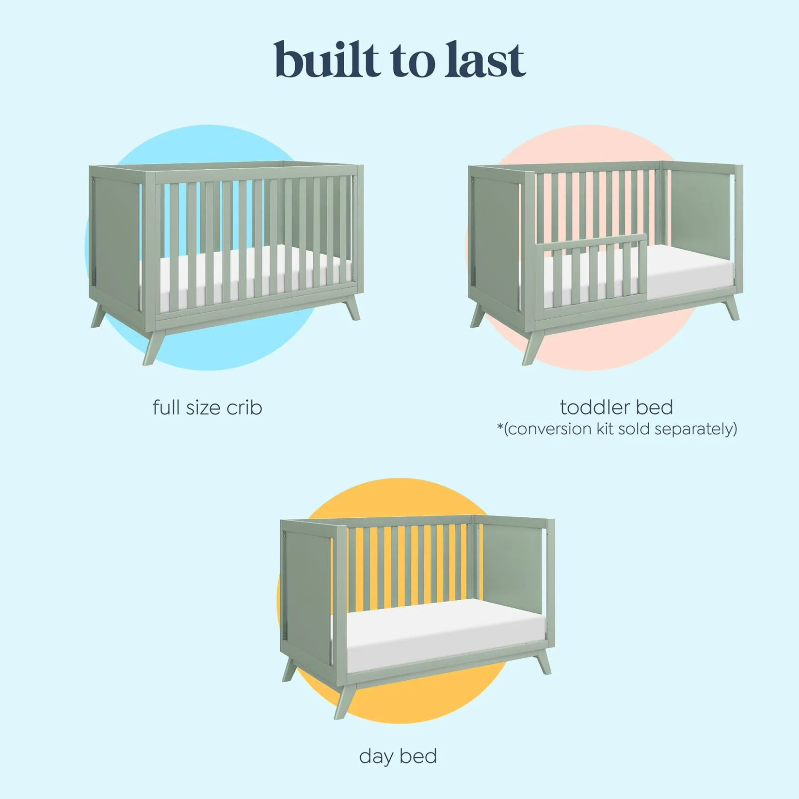 Cribs & Mattresses|Cribs & Mattresses>DaVinci Otto 3-in-1 Convertible Crib- Sage