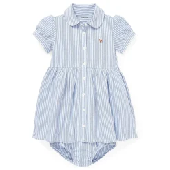 Dresses, Skirts & Outfits>Polo Ralph Lauren Oxford Stripe Dress 6-24m Bleu